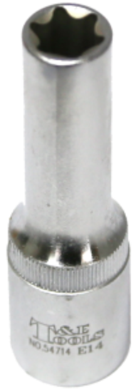 E14 x 1/2"Dr. Female Torx Socket 77mm long T&E Tools 54714
