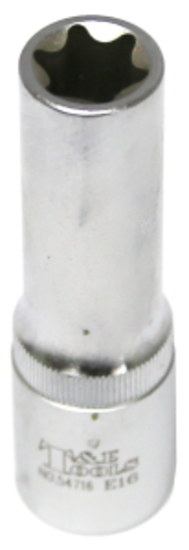 E16 x 1/2"Dr. Female Torx Socket 77mm long T&E Tools 54716