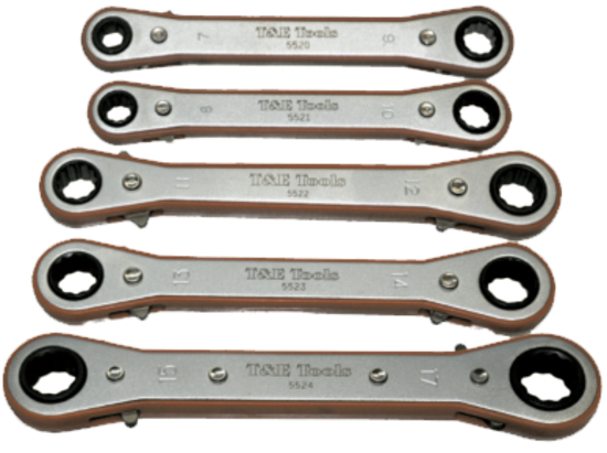 5 Piece Metric Ratchet Ring Set (6 & 12 Point) T&E Tools 5555