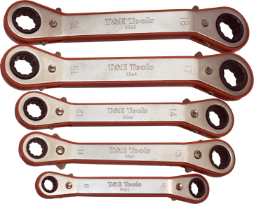 5 Piece Metric Offset Ratchet Ring Set (12 Point) T&E Tools 5575