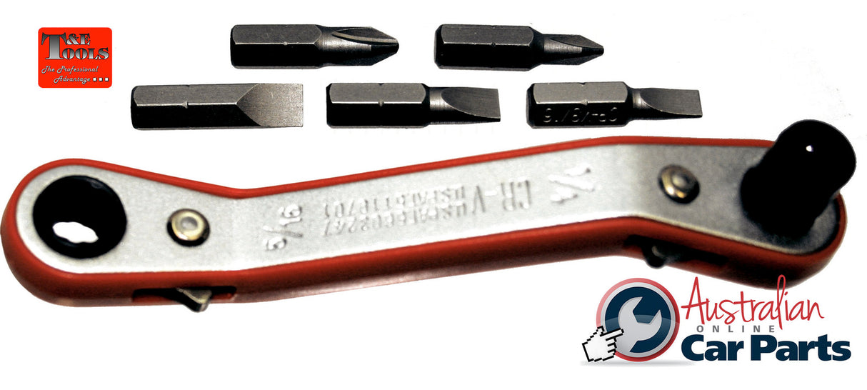 6 Piece Offset Ratchet Bit Wrench Set T&E Tools 5721