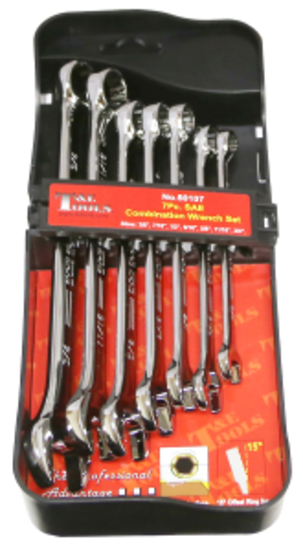 7Pc. SAE Combination Wrench Set 3/8"-3/4" T&E Tools 60107