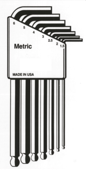 7 Piece Metric Ball End Hex-Key Set T&E Tools 6807