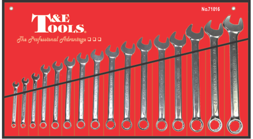 16 Piece Euro Metric Combination Wrench Set T&E Tools 71016