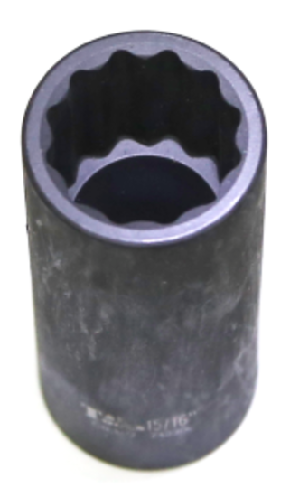 15/16" x 1/2" Drive Deep 12 Point Impact Socket T&E Tools 74330L