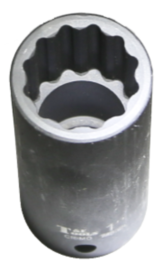 1" x 1/2" Drive Deep 12 Point Impact Socket T&E Tools 74332L