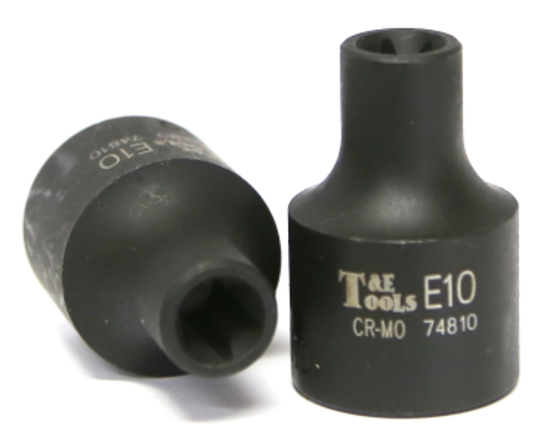 E10 1/2" Drive E-Series Torx-r Impact Sockets 38mm Long T&E Tools 74810