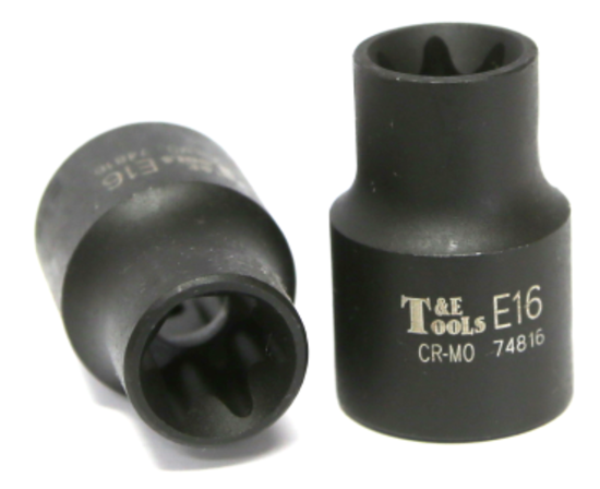 E16 1/2" Drive E-Series Torx-r Impact Sockets 38mm Long T&E Tools 74816