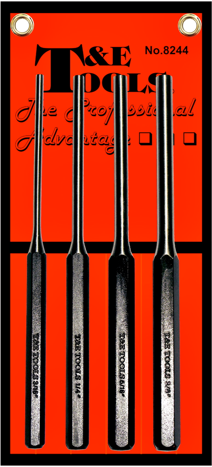 4 Piece Long Pin Punch Set (In Vinyl Pouch) T&E Tools 8244