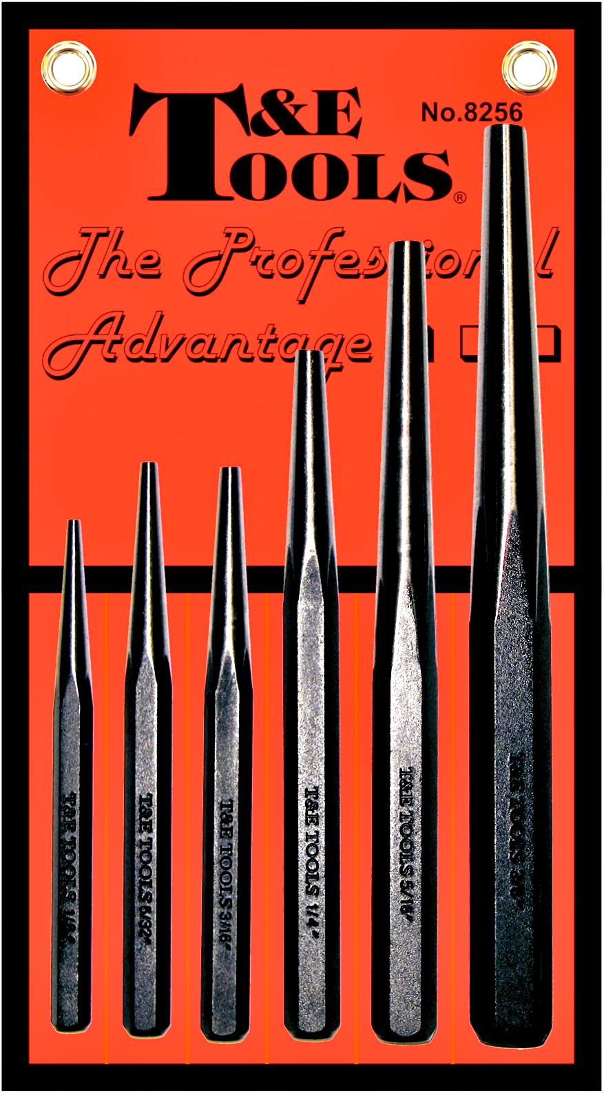 6 Piece Taper Drift Punch Set T&E Tools 8256
