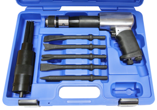 Air Hammer Chisel / Scaler 5Pc. Set with Air Gun T&E Tools 8298