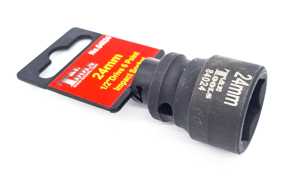 Impact Socket 24mm x 1/2" Standard 6 Point T&E Tools 84024