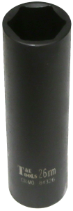 26mm x 1/2" Drive Extra Deep Impact Socket T&E Tools 84326
