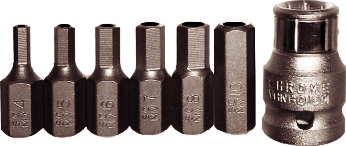 7 Piece Metric Tamper In-Hex Insert Bits (5/16" Hex Short) T&E Tools 91139