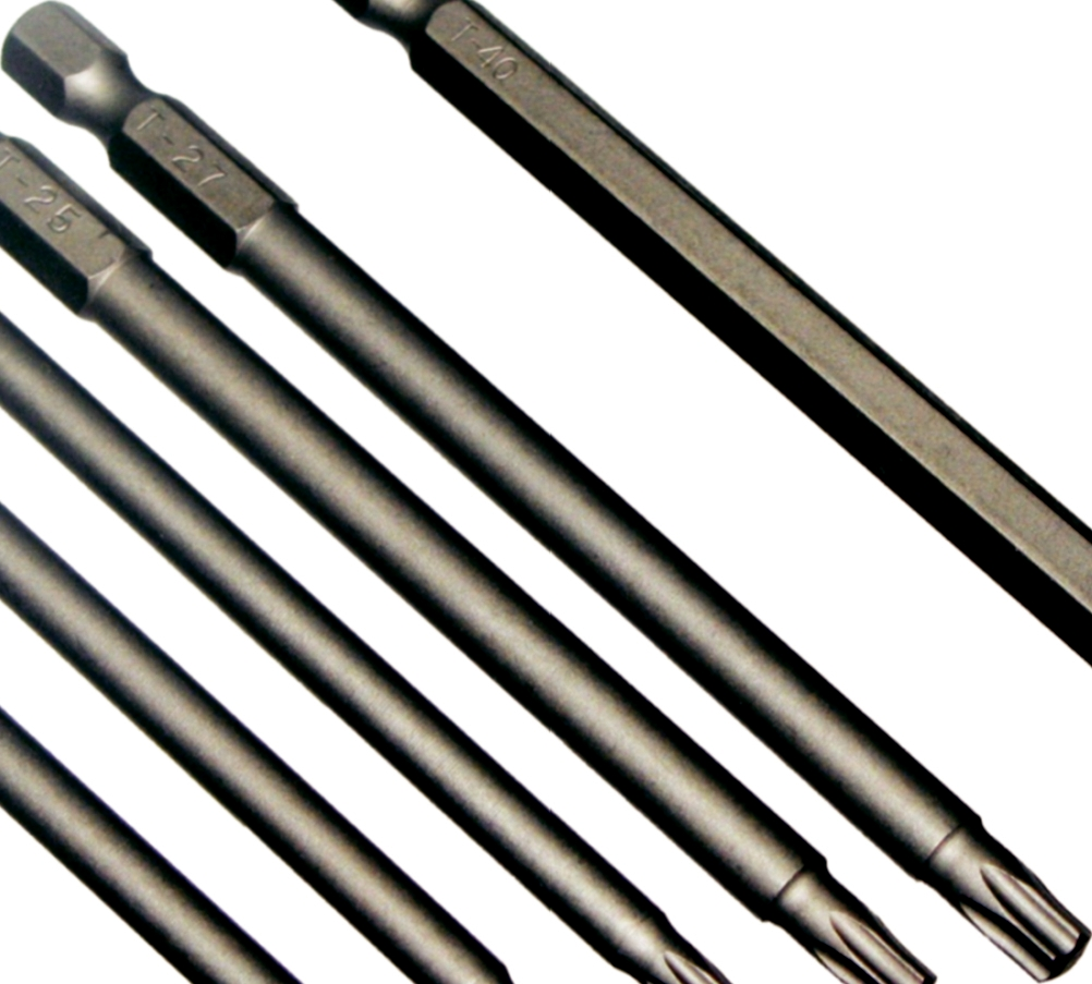 8Pc.1/4"Hex Torx -r Power Bit Set T10-T45 100mm Long. T&E Tools 91142