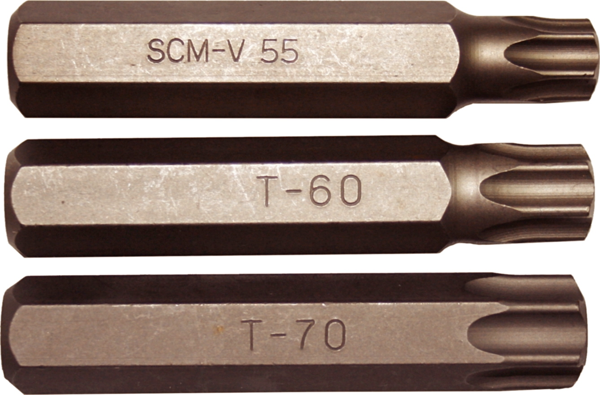 4Pc Tamper Torx-r Insert Bits (14mm Hex) T55-T70 75mm Long T&E Tools 91150