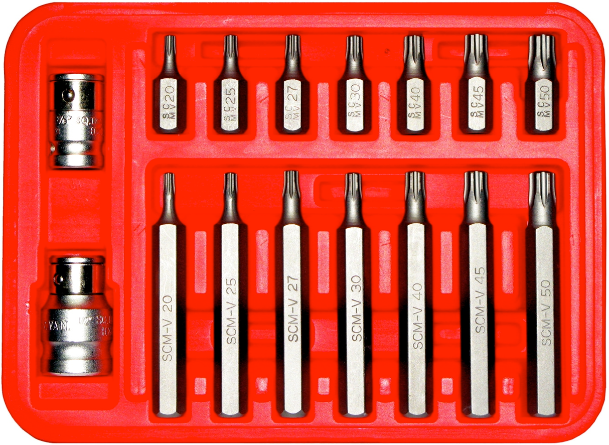 16Pc 5PtTamperTorx-Plus Bits 10mm Hex T20-T55 30&75mm Long T&E Tools 91156