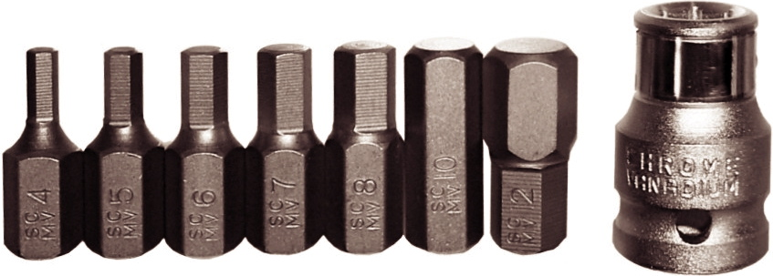 8 Piece SAE In-Hex Bit Set (10mm Hex Short) T&E Tools 91218