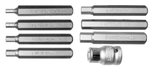 8 Piece SAE In-Hex Bit Set (10mm Hex Long) T&E Tools 91219
