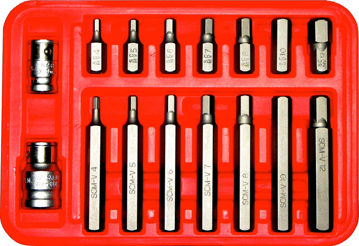 16 Piece Metric In-Hex Bit Set (10mm Hex Short & Long) T&E Tools 91230