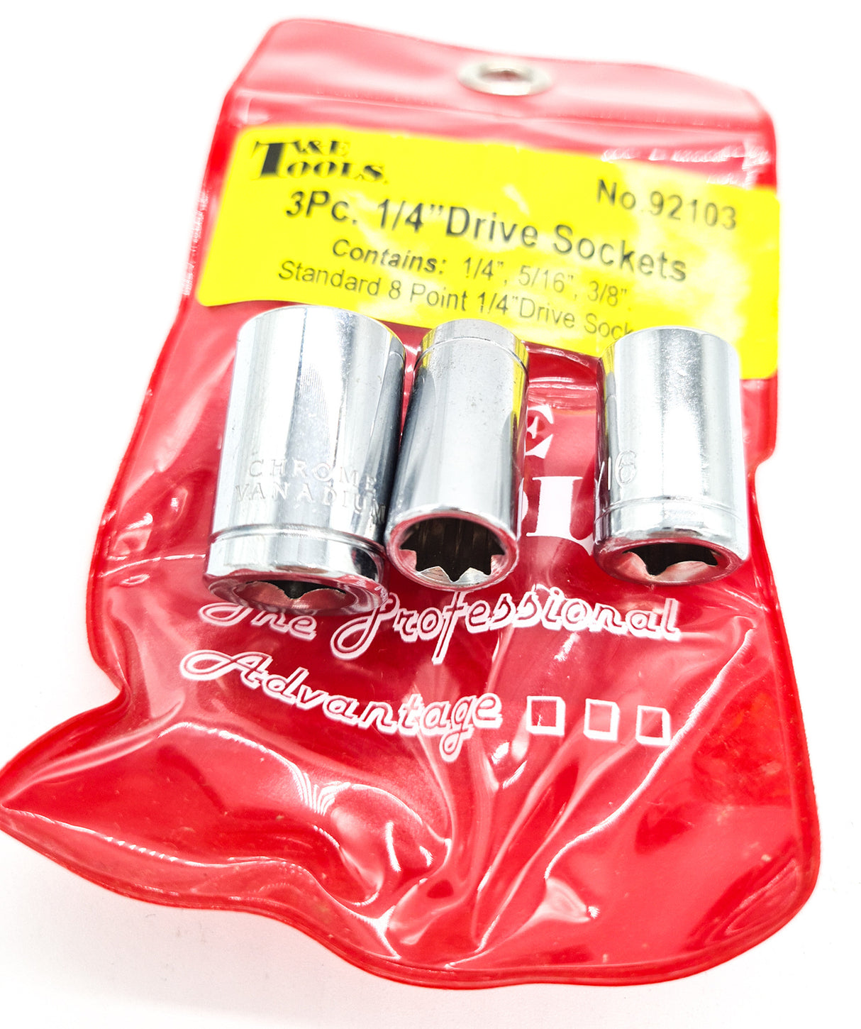 Sockets SAE - 8 point - 1/4" Drive - 3 Piece set T&E Tools 92103 1/4" 5/16" 3/8"