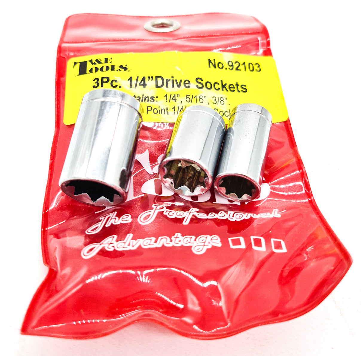 Sockets SAE - 8 point - 1/4" Drive - 3 Piece set T&E Tools 92103 1/4" 5/16" 3/8"