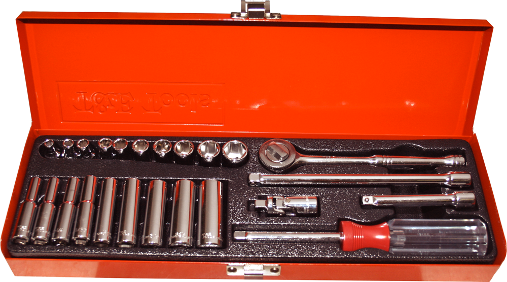 T&E Tools 24 Piece 1/4"Drive SAE Socket Set (6 Point) 92624 The Car