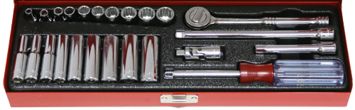24 Piece 1/4"Drive Metric Socket Set (12 Point) T&E Tools 92725