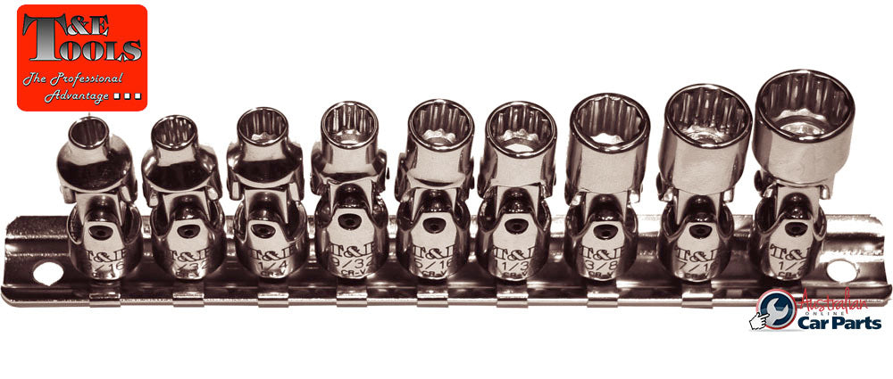 9 Piece 1/4"Drive Universal Sockets T&E Tools 92809