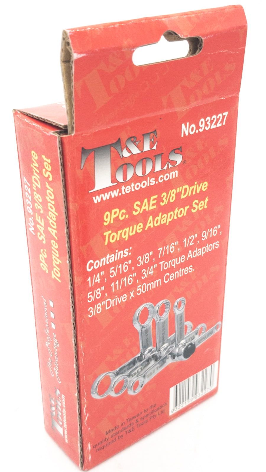 9 Piece SAE 3/8" Drive Torque Adaptor Set T&E Tools 93227
