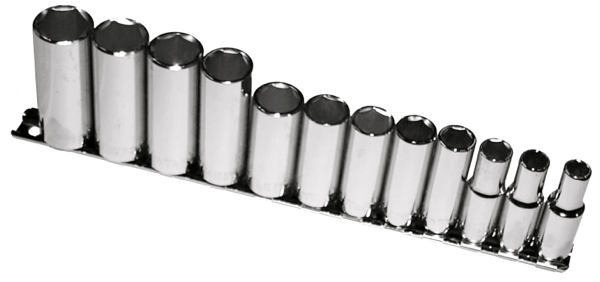 12 Piece 3/8" Drive Metric Deep Sockets (6 Point) T&E Tools 93412
