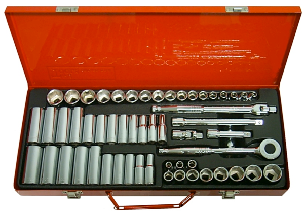 T & E Tools 56 Piece 3/8" Drive SAE & Metric Socket Set (6 Point)93656