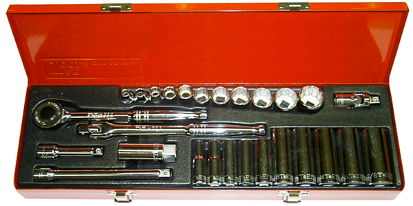 27 Piece 3/8" Drive SAE Socket Set (12 Point) T&E Tools 93726