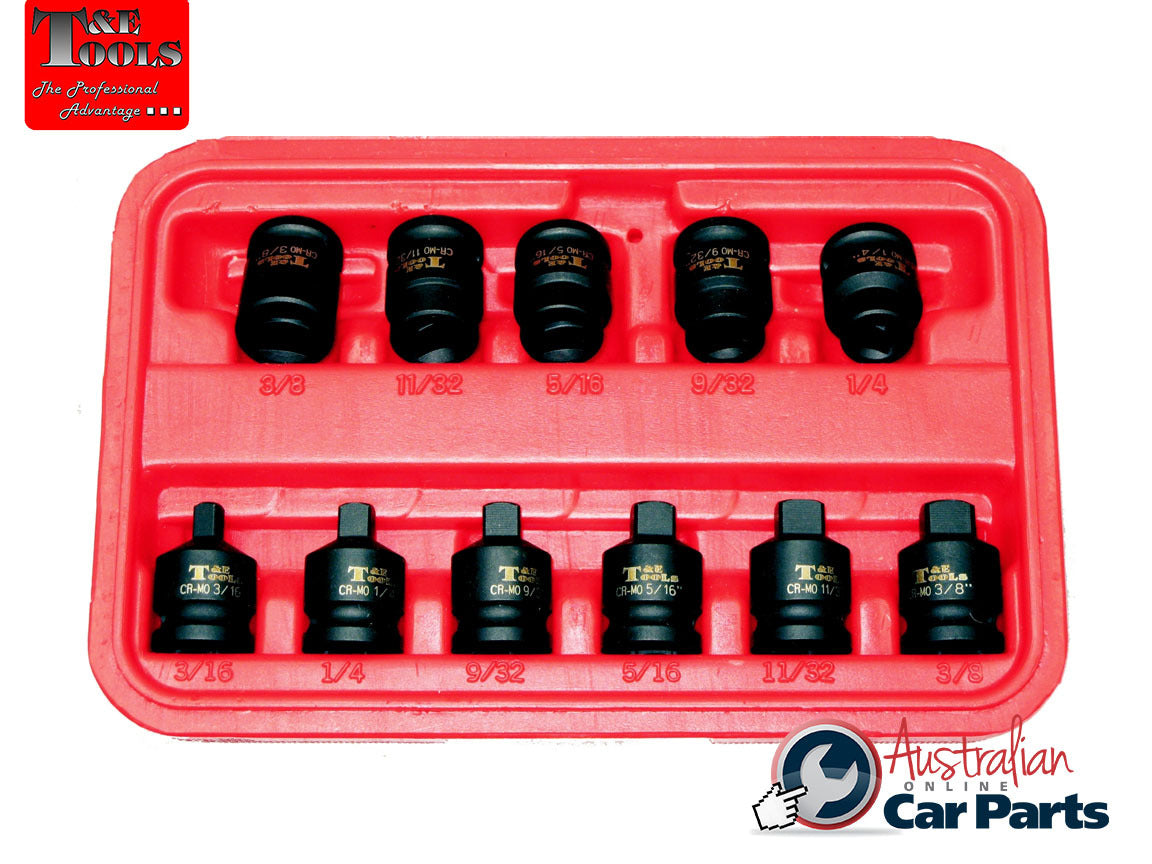 11 Piece 3/8" Drive Square Pipe Plug Sockets (Male & Female) T&E Tools 93811