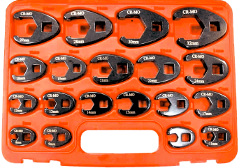 19 Piece Metric Flare Nut Crowsfoot Wrenches T&E Tools 93919