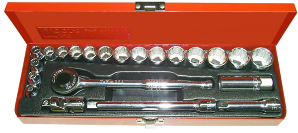 20 Piece 1/2" Drive Standard Metric Socket Set (12 Point) T&E Tools 94321