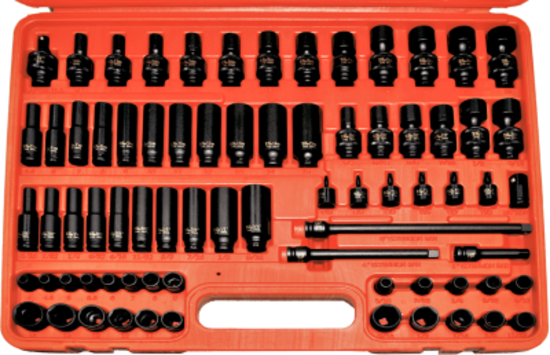 74Pc. 1/4"Drive Standard & Deep, Universal Impact Socket Set T&E Tools 97274