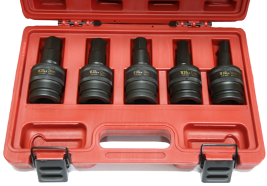 5 Piece Metric 3/4" Drive In-Hex Universal Impact Socket T&E Tools 97599