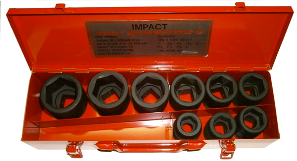 9 Piece 1" Drive SAE Impact Sockets T&E Tools 97609