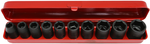 10 Piece 1/2" Drive Metric Impact Sockets T&E Tools 98409