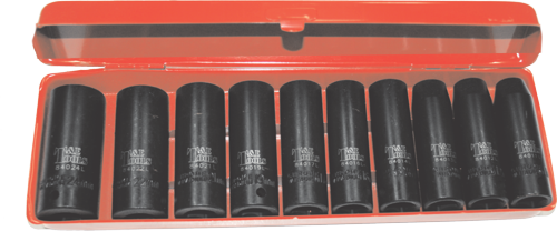 10 Piece 1/2" Drive Metric Deep Impact Sockets T&E Tools 98410L