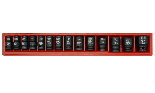 Metric Impact Socket Set 14Pc. 1/2"Drive 6 Point Standard T&E Tools TE-98414A