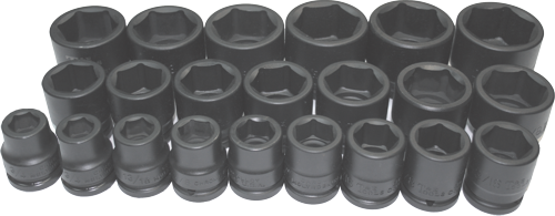 22 Piece 1" Drive Metric Impact Sockets T&E Tools 98622
