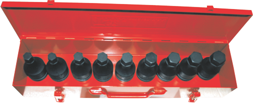 9 Piece SAE In-Hex 1" Drive Impact Socket T&E Tools 98710
