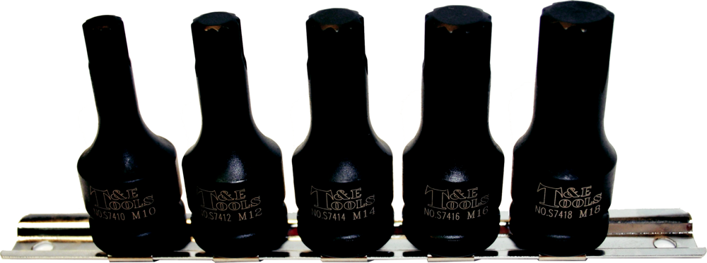 5 Piece 1/2" Drive Multi Spline Impact Sockets T&E Tools 98805