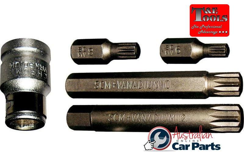 5 Piece Triple Square (Multi-Spline) Insert Bits T&E Tools CL145-1