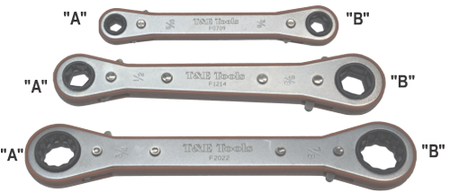 3 Piece SAE Quad Size Ratchet Ring Set T&E Tools F5533