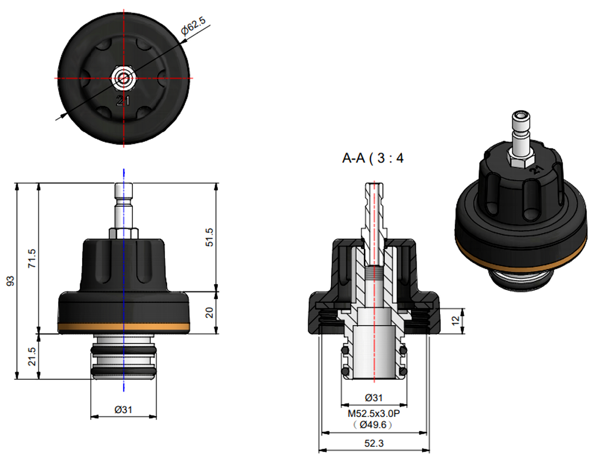(Nylon) Threaded Tank Adaptor T&E Tools G21N