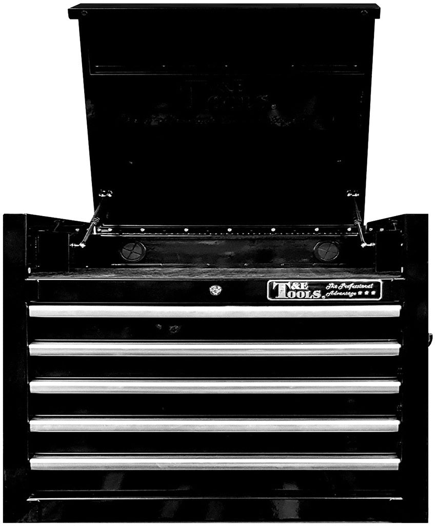 Top Tool Chest 27" Godfather Series 5 Drawer Tool Box Black T&E Tools TE-GF2705BK