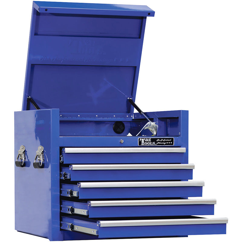 Top Tool Chest 27" Godfather Series 5 Drawer Tool Box Blue T&E Tools TE-GF2705BU
